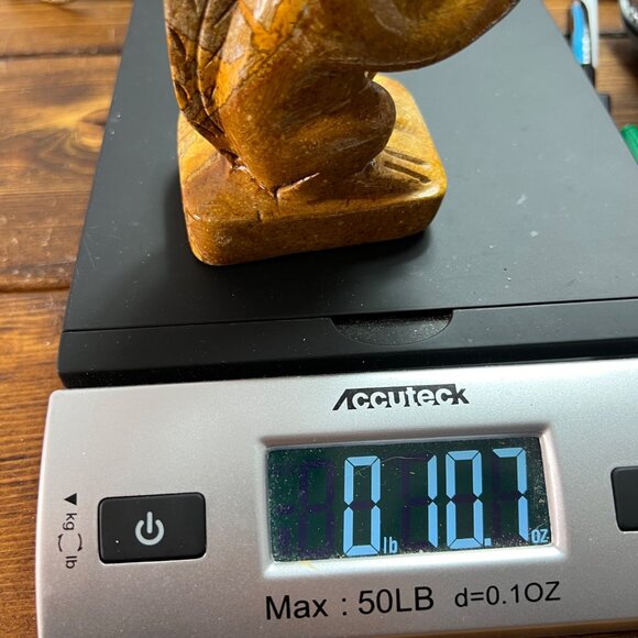 Hand-Carved Soapstone Squirrel Eating Nut Figurine Gold Brown - Picture 10 of 10